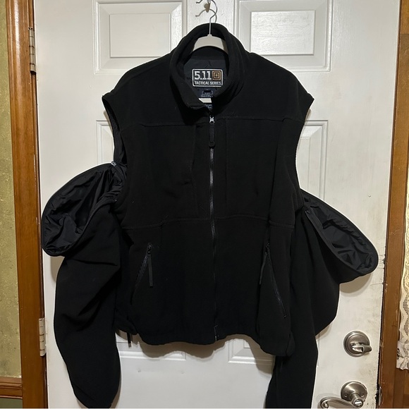 511 Tactical Jacket Mens XL Black Full Zip Detachable Sleeve Jacket Fleece Heavy - Picture 4 of 7